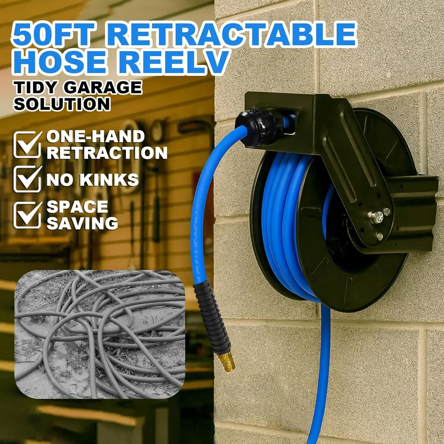 Gulungan Selang Udara Retracta - Air Compressor Air Hose 3/8 Hybrid 50Ft ulasan dan harga