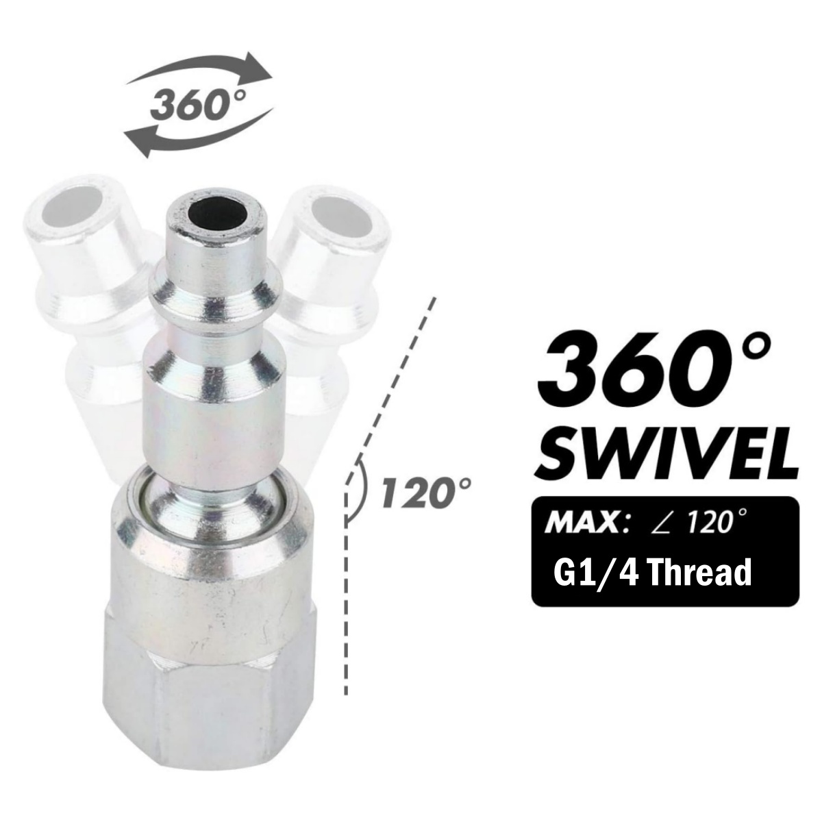 Sambungan Alat Udara Putar 360 - Swivel Air Hose Fitting Quick Connect 1/4 ulasan dan harga